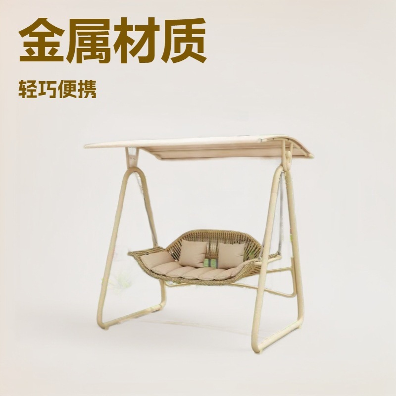 加厚藤编铁艺网红ins风别墅庭院阳台双人户外吊篮秋千椅休闲摇椅|undefined