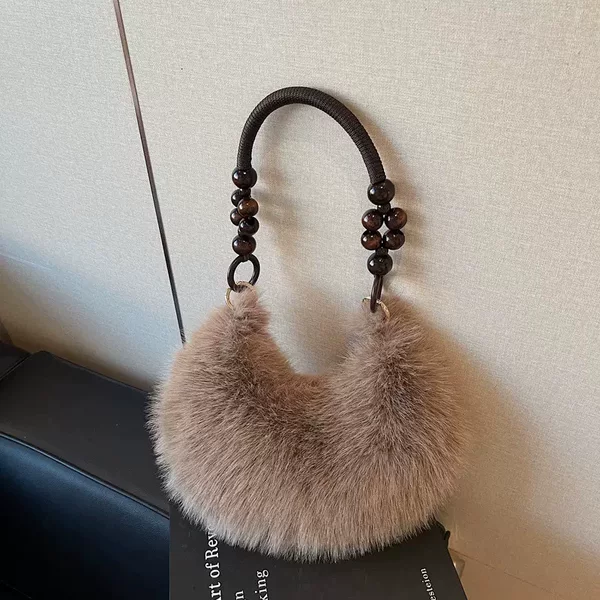 Autumn and Winter New Style Chinese-Style Textured Personalized Creative Handbag Underarm Shoulder Bag Plush Faux Fox Fur Dumpling Versatile