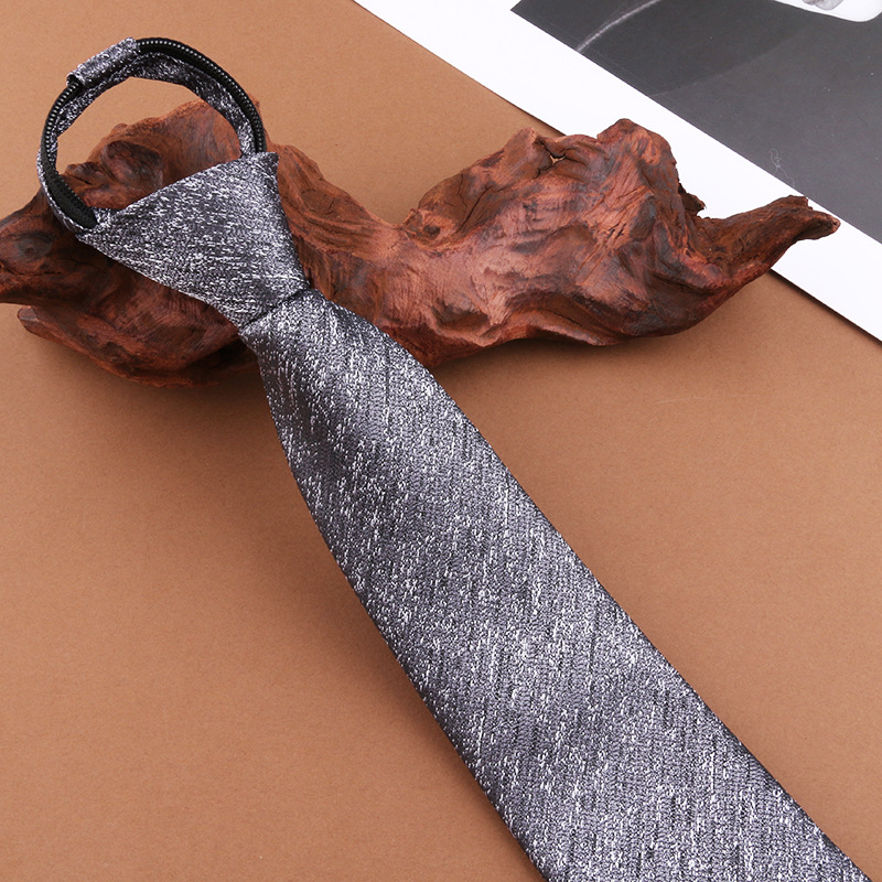 (지퍼형) 8cm 그레이 패턴 넥타이