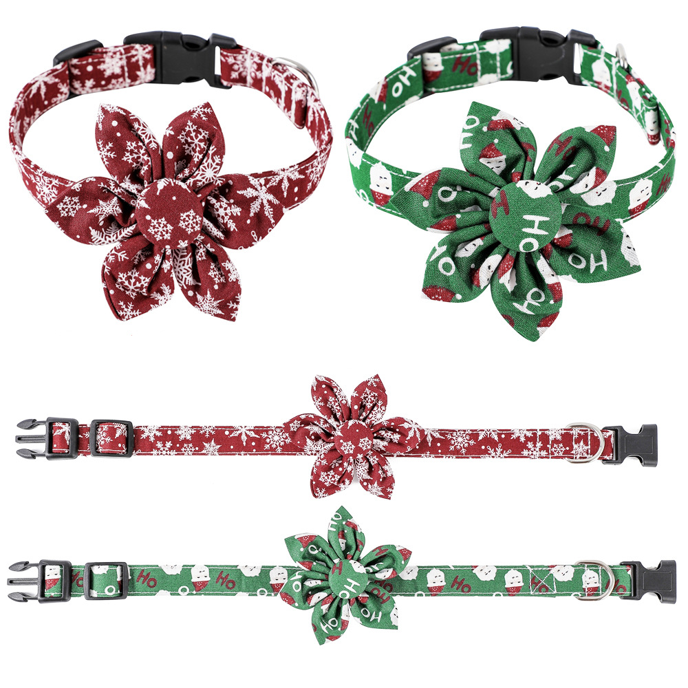 TANPOPO flores de sol de Navidad de algodón collar de copo de nieve arco pet pet dog collar