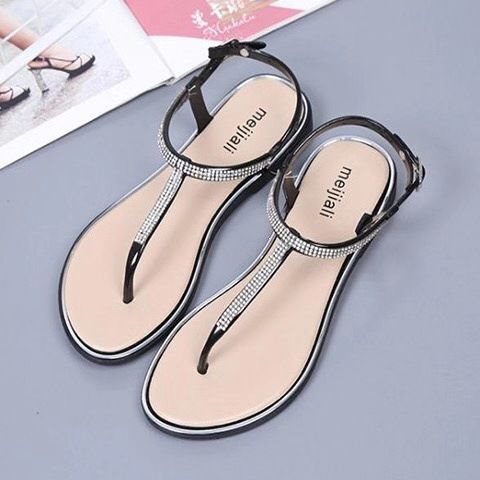 2021 agua de diamante de marea sandálias de clip para mujeres de verano plano para estudiantes de vacaciones casuales zapatos de playa