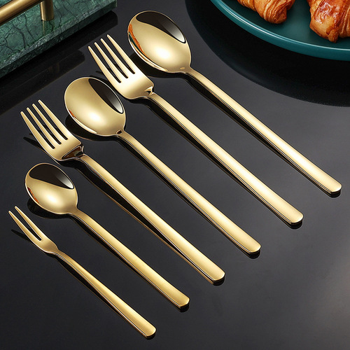 304 stainless steel spoon gold tableware spoon coffee dessert spoon wholesale home eating long handle Korean spoon