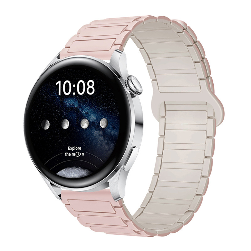 适用三星华为表带GT3/4/5荣耀watch4567二代三珠硅胶磁吸手表带|undefined