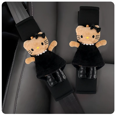 Cartoon cute long-legged kitty Seat belt shoulder pad - long-legged-lady-kt-ice-silk-shoulder-pads-2-pack