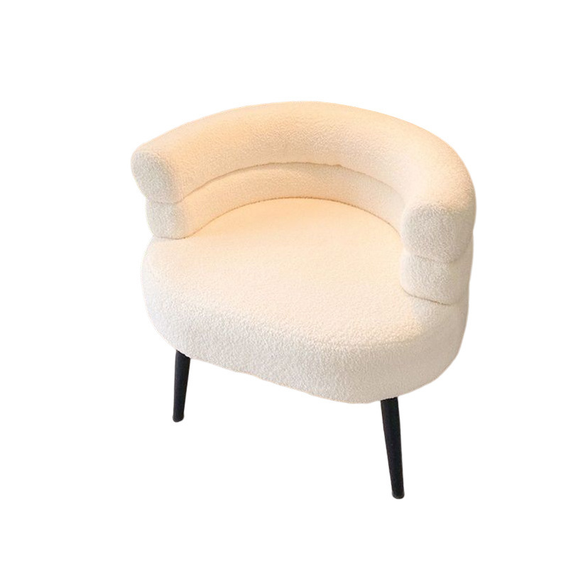 Silla Individual de Lana de Cordero de Metal con Reposabrazos para Dormitorio y Sala de Estar image 5