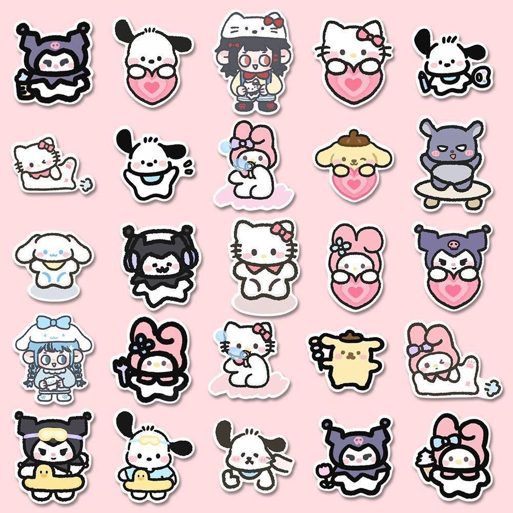 100 листов ручной росписи наклейки Sanrio, Kurome Cinnamon Dog Melody Pacha Dog Карикатура наклейки Оптовая торговля