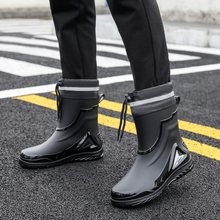新款雨鞋男高档短筒防雨防水鞋防滑加厚雨靴收口束口水靴工作胶鞋