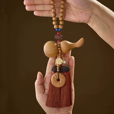 high-grade gourd car pendant brave | Car hanging - gourd-tassel-elegant-brown