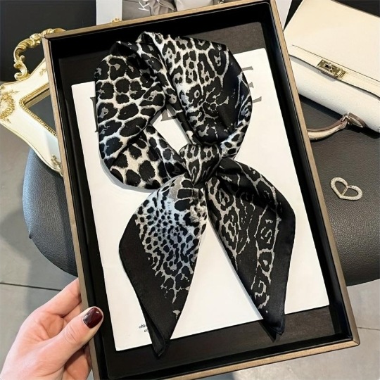 Vintage Paisley Leopardenmuster Seidentuch Quadratisch Für Damen_voghion.com