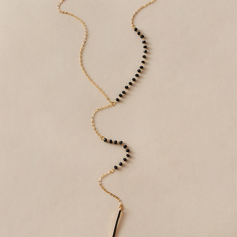 Fashion Black Beaded Chain Geometric Drip Oil Single Layer Clavicle Chain display picture 2