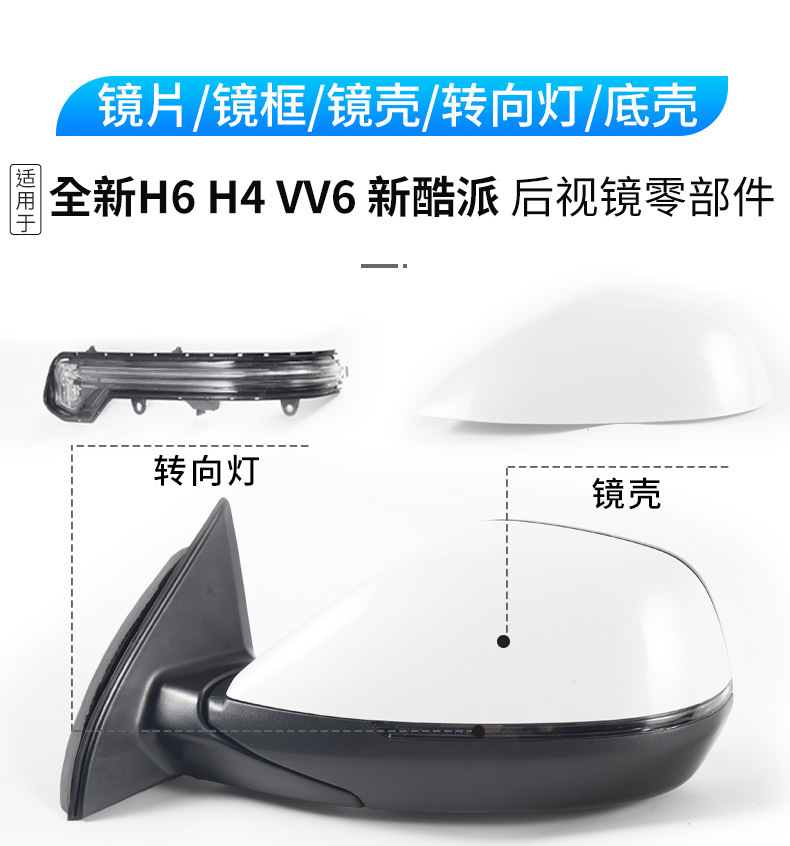 Suitable for the new Haval H6 Coupe rearview mirror housing, H4 reversing mirror lens frame, and VV6 turn signal reflector