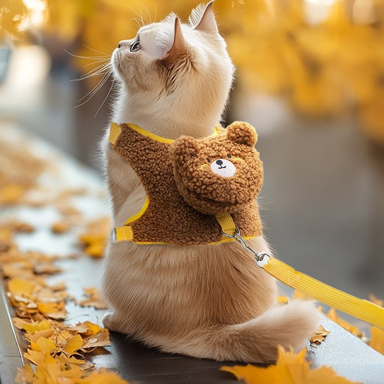 Cuerdas de tracción de grano de lana de animales de dibujos animados de color Meilad otoño y invierno gruesas resistentes al desgaste para mascotas fuera de la cuerda de tracción