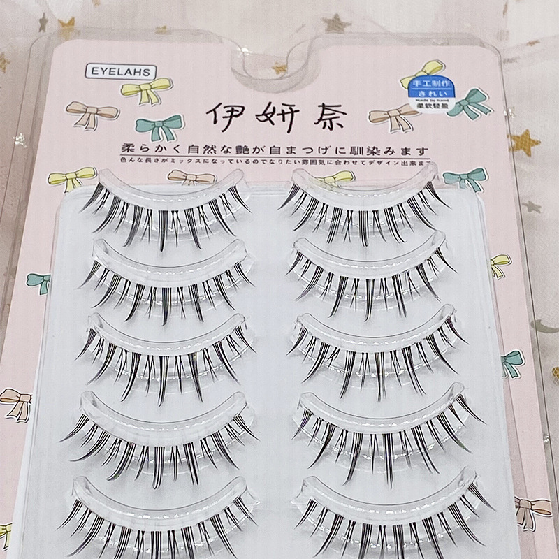 ¡Tallo ultra fino! Natural pequeño diablo pestañas postizas de una sola pieza natural largo simulación transparente madre novato pestañas