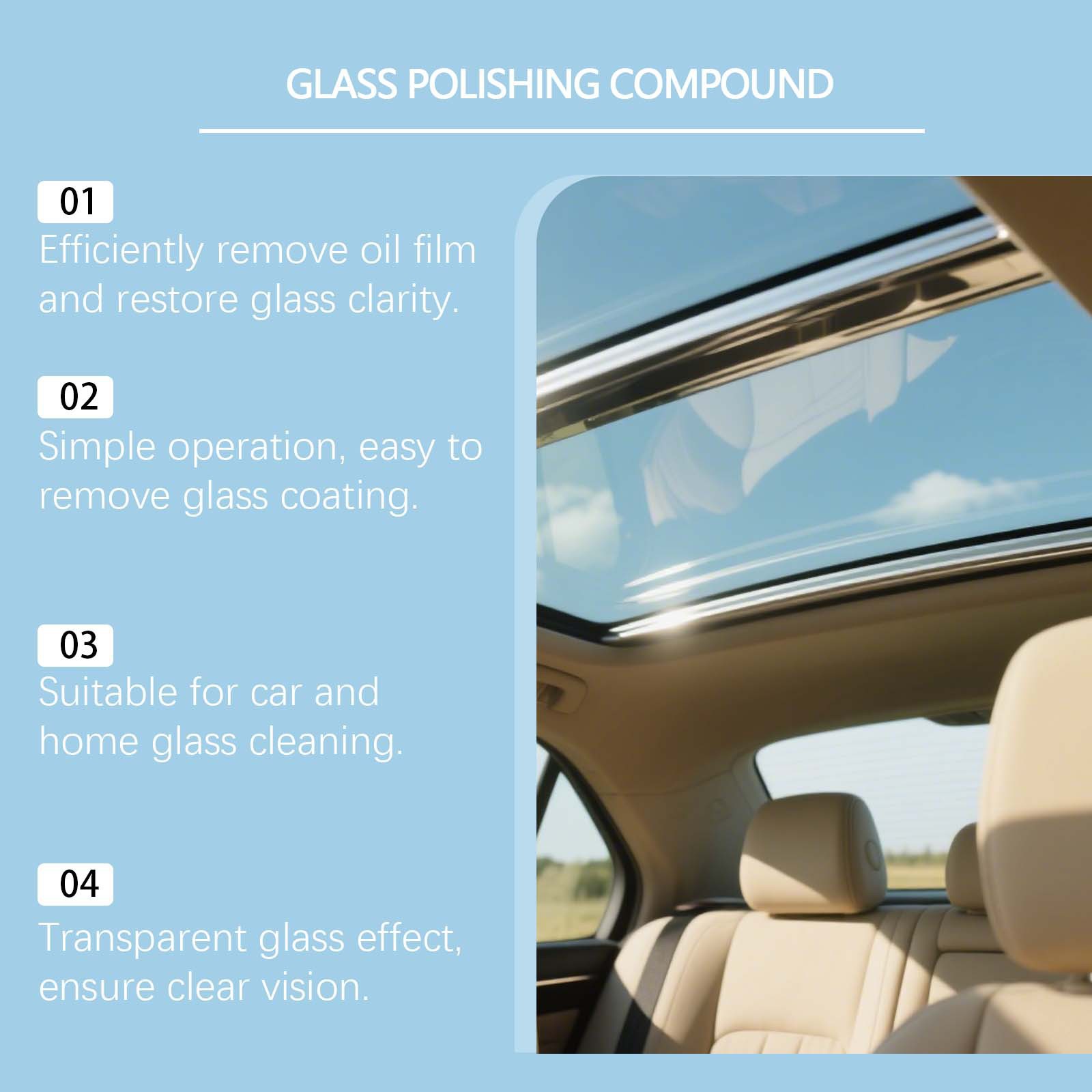 Hikmarion Glass Polishing Paste Cleans Glass Oil Film Removes Coating Clear Vision Car Maintenance