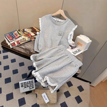 蕾丝花边运动服风时尚套装女2026夏季新款小个子短裤两件套