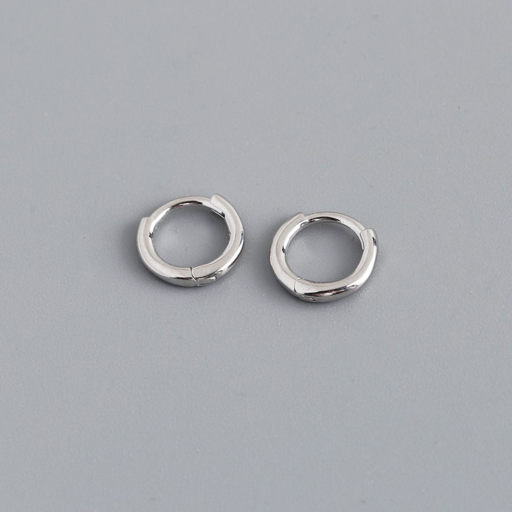 1 Par Estilo Simple Circulo Enchapado Plata Esterlina Pendientes De Aro display picture 10