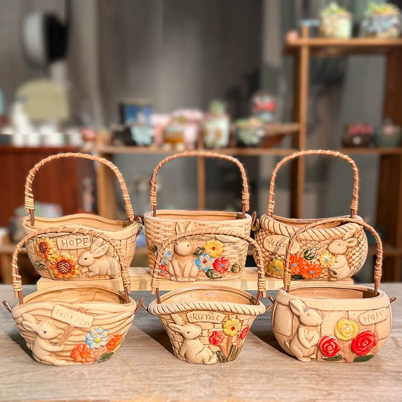 Трансграничная креативная ручная корзина из ротанга в стиле ретро