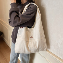 新款帆布单肩包斜挎包包女日系帆布包大容量购物袋妈妈包学生书包