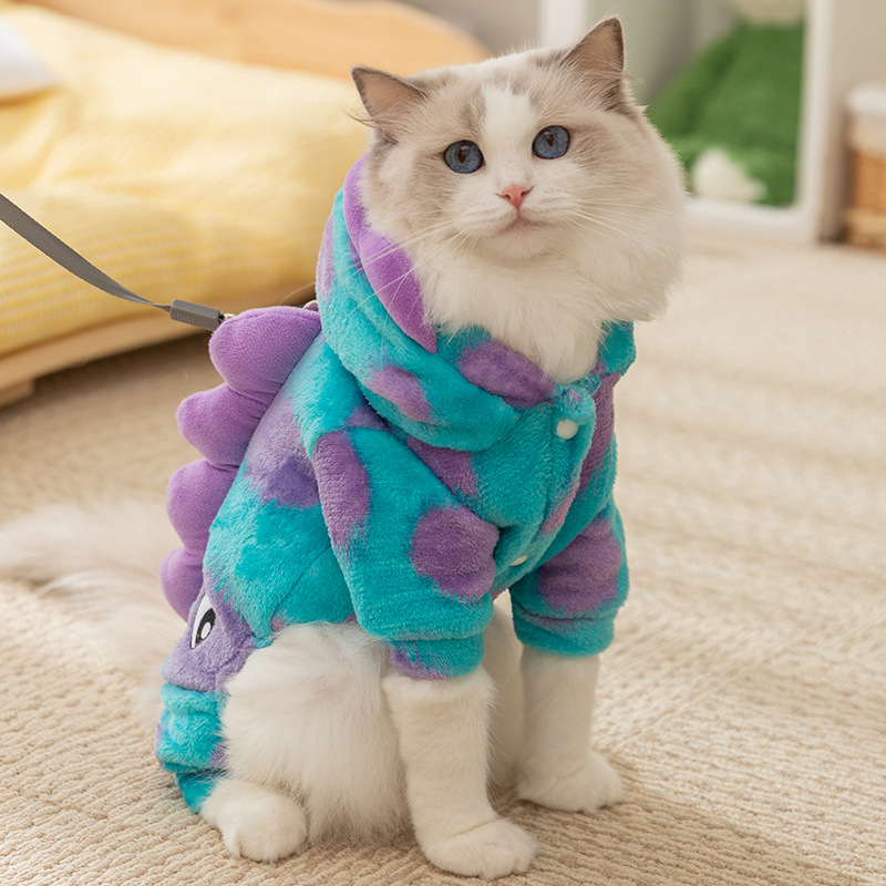 Otoño y invierno gatos calentados y gruesos felines disfraz de pequeño monstruo de cuatro patas felines perros Teddy ropa de mascotas