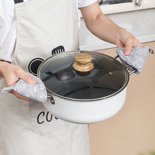 Japanese cute triangle anti-scalding pot cover kitchen pot handle casserole enamel pot cast iron pot earmuffs heat insulation gloves