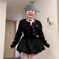 富家千金小香風セット春の新型感名媛ショートコート方襟姫蓬蓬ワンピース