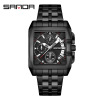 Men's steel belt, fashionable trend quartz watches, square fluorescence calendar, wholesale