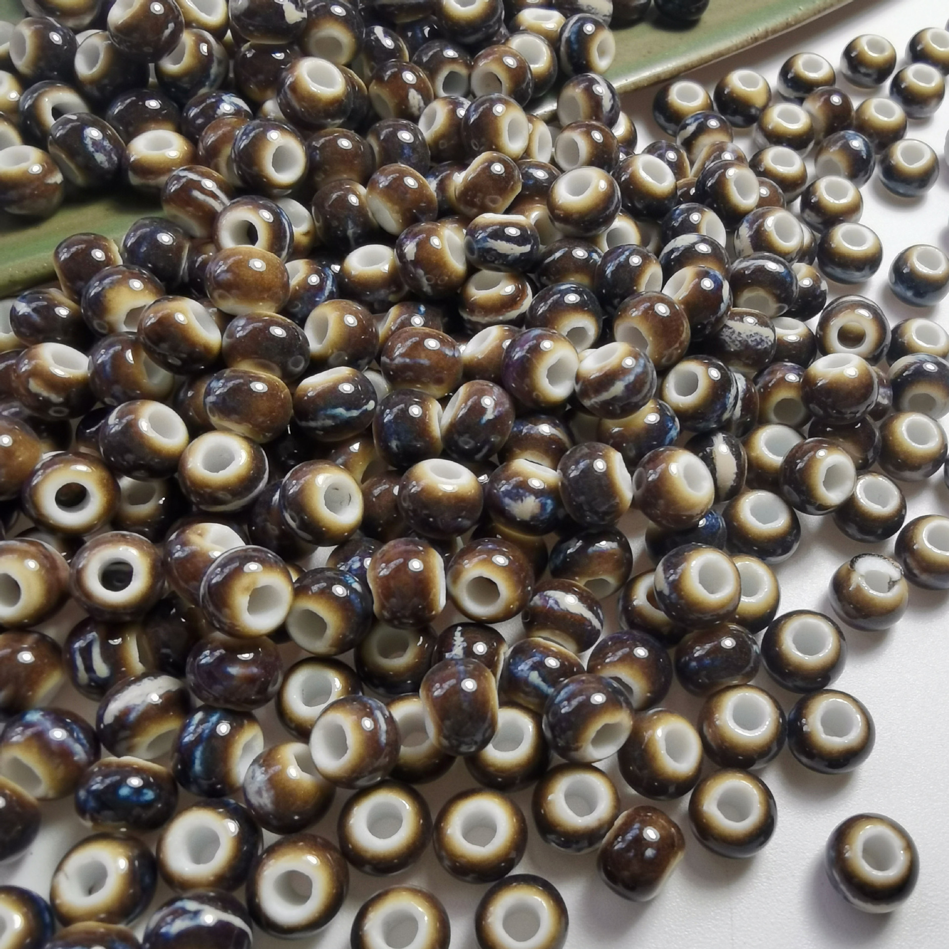 景德镇高温圆珠窑变色散珠手工diy串珠配件饰品手链配发