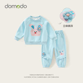 儿童卫衣长袖立体兔子卫衣套装春秋季童装儿童长裤休闲运动服女宝