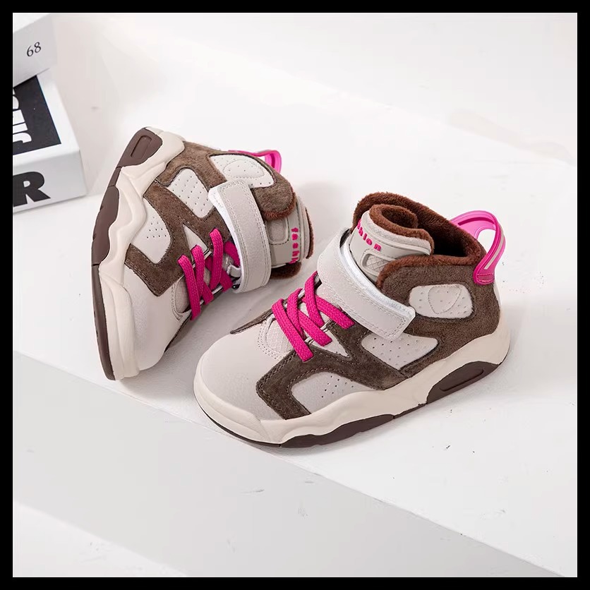 2023 Autumn New Children's Basketball Plush Boys' Running Shoes Fashion Colored Girls' Sports Board Shoe Trend_voghion.com