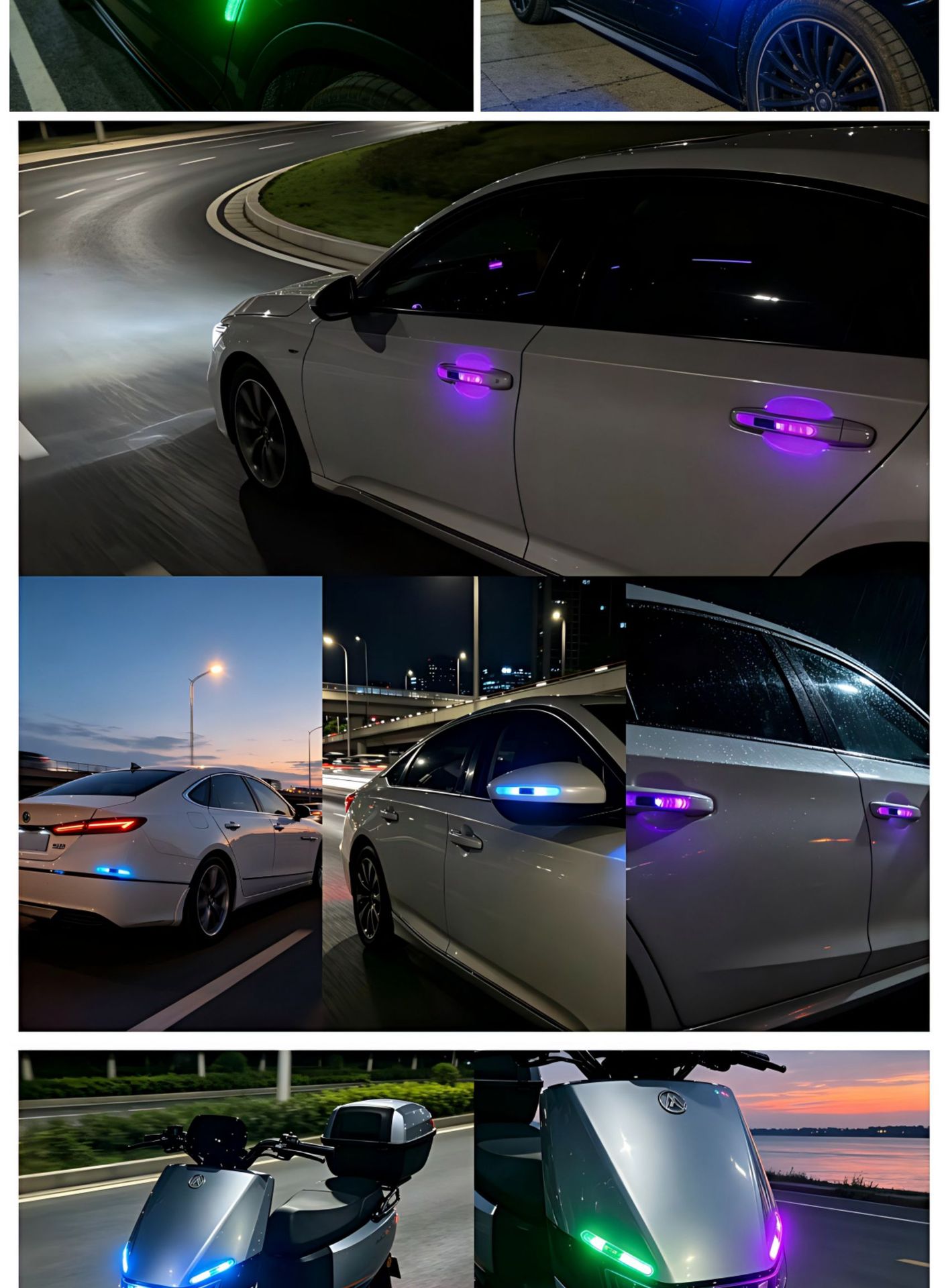 Car Welcome Light, Multi-Functional Led Anti-Collision Flashing Door Warning Light, Car Ambient Light, Colorful Ground Lighting Warning