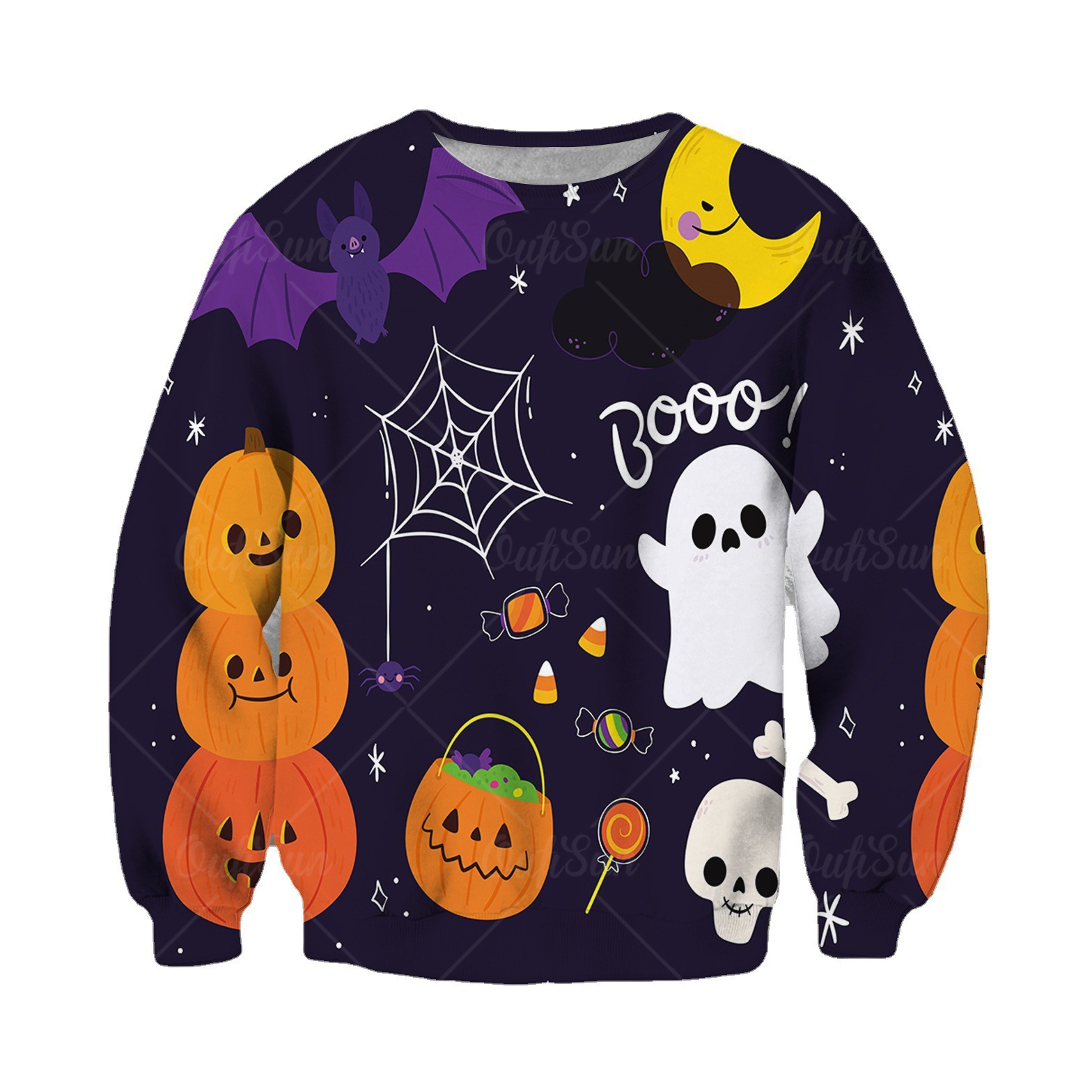 2023 Moud Fréijoer an Hierscht Nei 3D Gedréckt Halloween Serie Männer Loose Casual Gréisst Ronn Hals Pullover_voghion.com