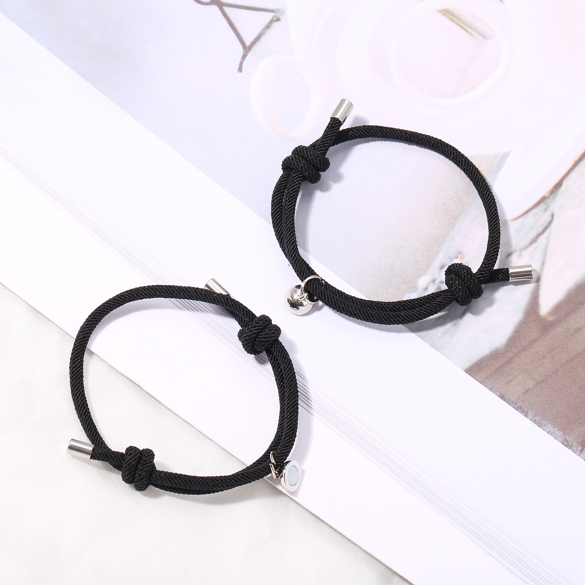 New Simple Black White Alloy Bracelet Set display picture 2