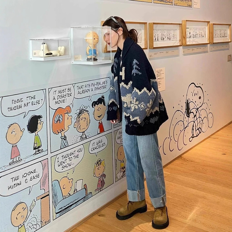 Polar Bear Jacquard Sweater Cardigan Korean Designer Women's Fashionable Zip-Up Lapel Korean-Style Knit Jacket Polar Bear Jacquard Sweater Cardigan Korean Designer Women's Fashionable Zip-Up Lapel Korean-Style Knit Jacket