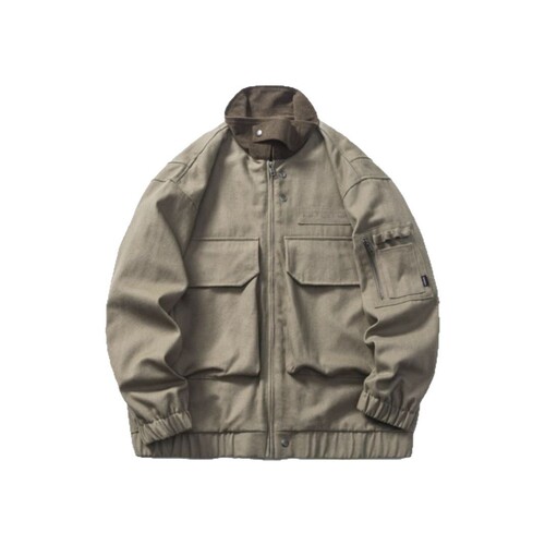 Spring and Autumn Style Casual Loose Unisex Universal Collar Workwear Flight Jacket Retro Multi-Pocket Wasteland Style Outerwear