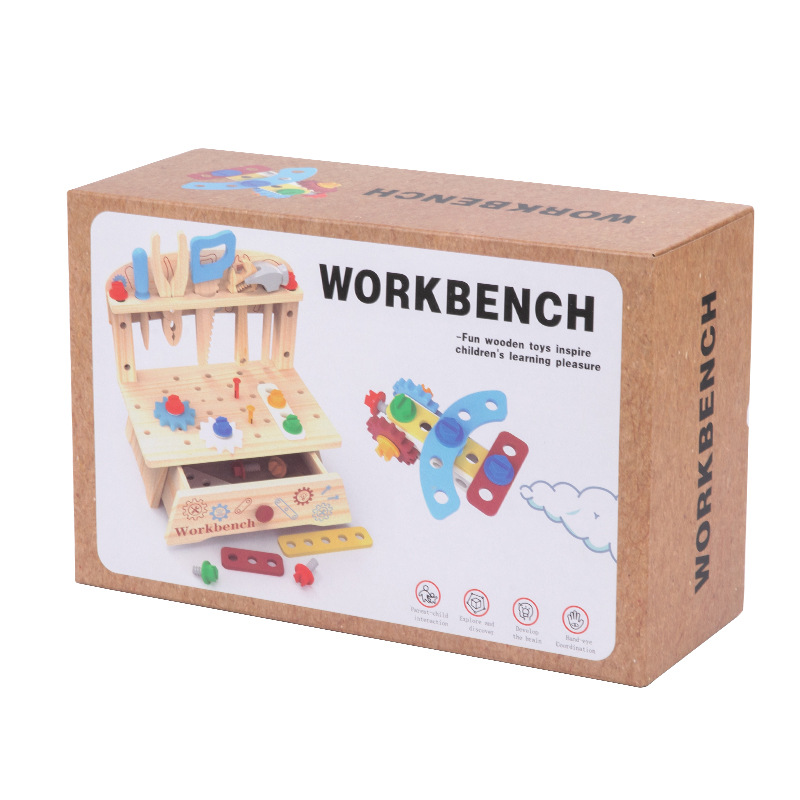 Juguetes transfronterizos CPC / CE niños hogares tornillo de madera tuercas desmontaje y montaje de bloques de herramientas de mesa juguetes 3 +