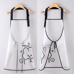 半透明防水防油TPU圍裙女 掛脖可調節tpu可愛兔印花廚房家用做飯