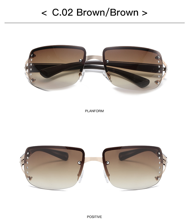 55g Weight Frameless Glasses Structure Sunglasses Classification Streetwear Solid Color Ac UV400 Protection Square Frameless Women's Sunglasses