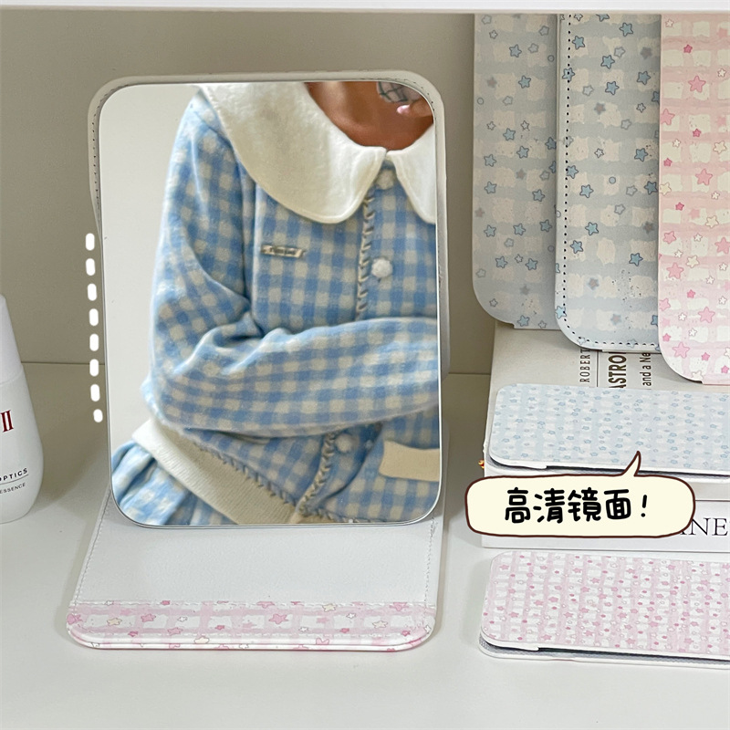 Nuevo lindo espejo de maquillaje de oficina pequeño espejo portátil para niños dormitorio de estudiantes espejo plegable de escritorio