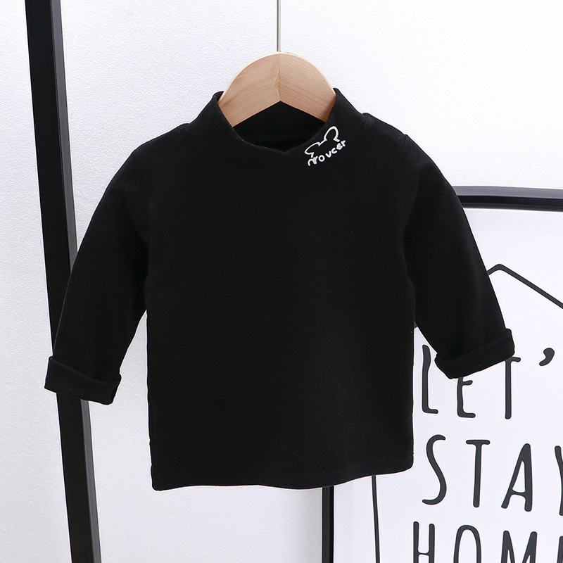 Niños de una sola capa de terciopelo estiramiento ropa de abrigo niños niñas bebé manga larga cuello alto bottoming camisa Otoño e Invierno marea venta al por mayor