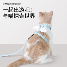 跨境可调节宠物猫咪小翅膀牵引绳套装小型犬狗绳狗狗工字胸背带