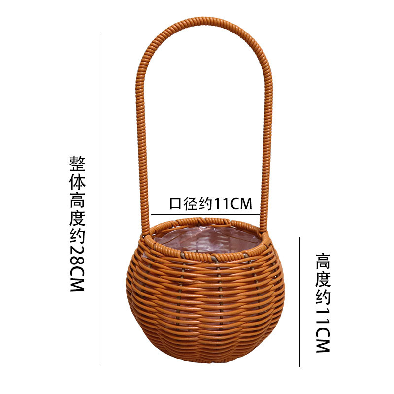 Cestas de mano tejidas a mano de plástico de caña decorativa flor seca canasta de flores portátiles canasta de regalos al por mayor