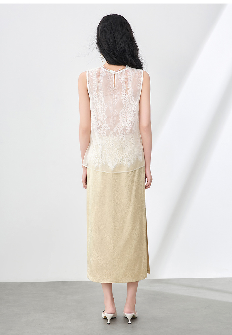 Áo hai dây organza ren cổ tròn phong cách thanh lịch mùa hè — Màu đen chi tiết 28