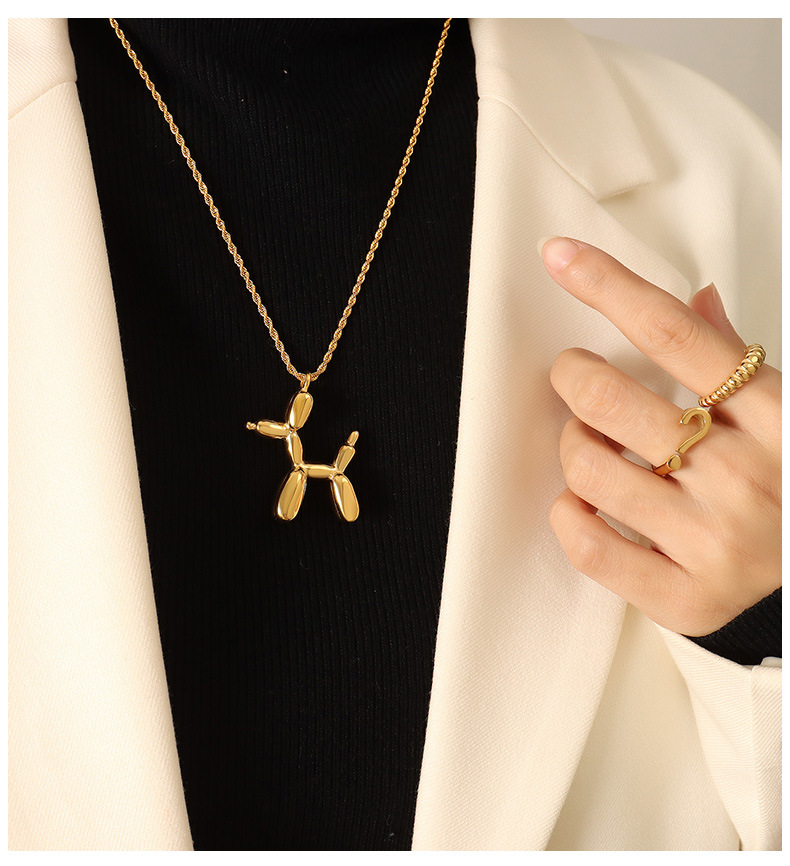 French dog pendant clavicle chain titanium steel necklace choker