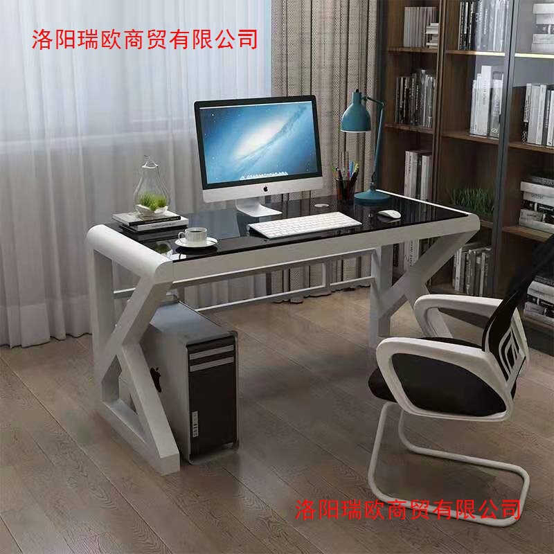Simple Modern Computer Desk Desktop Table Home Desk Tempered Glass Office Desk Multi-Functional Writing Desk Study Table