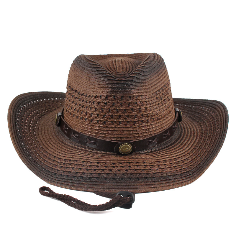 Primavera y verano hombres y mujeres de estilo étnico casual neutro sombrero de paja de estilo europeo y americano curvo ala sombrero al aire libre protección solar sombrero al por mayor