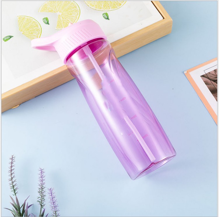 Fábrica en stock batido taza moda taza de agua portátil con escala portátil proteína polvo deportes paja boquilla de succión