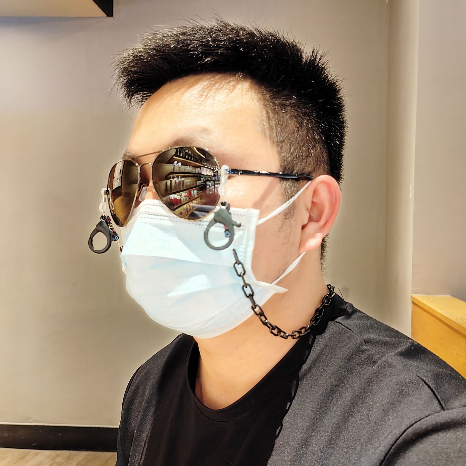 个性口罩链亚克力笑脸挂绳眼镜链口罩绳男女通用简约口罩链现货|ru