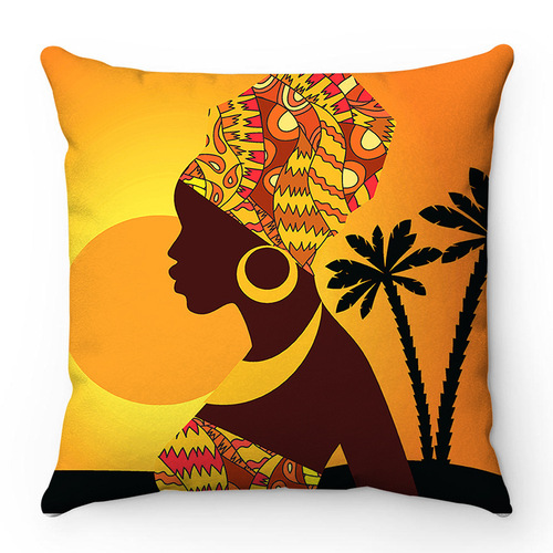 Oil painting African woman Super soft short plush throw pillow cover cushion living room sofa throw pillow decor set
