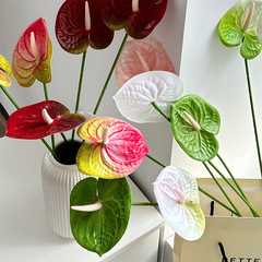 3D Printed Red Anthurium Simulated Fire Crane Hand Wedding Hall Decoration Home Decor Artificial Green Plant Fake Flower Manufacturer Wholesale