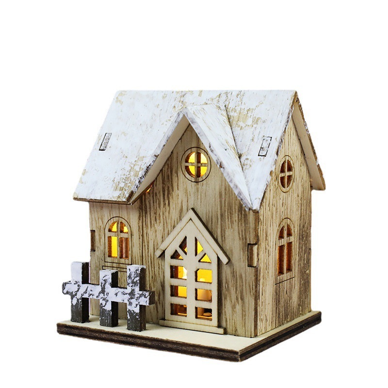 クリスマスの新しい装飾発光小屋LED木製クリスマスの小さな家クリスマスのテーブルの装飾ペンダント|undefined
